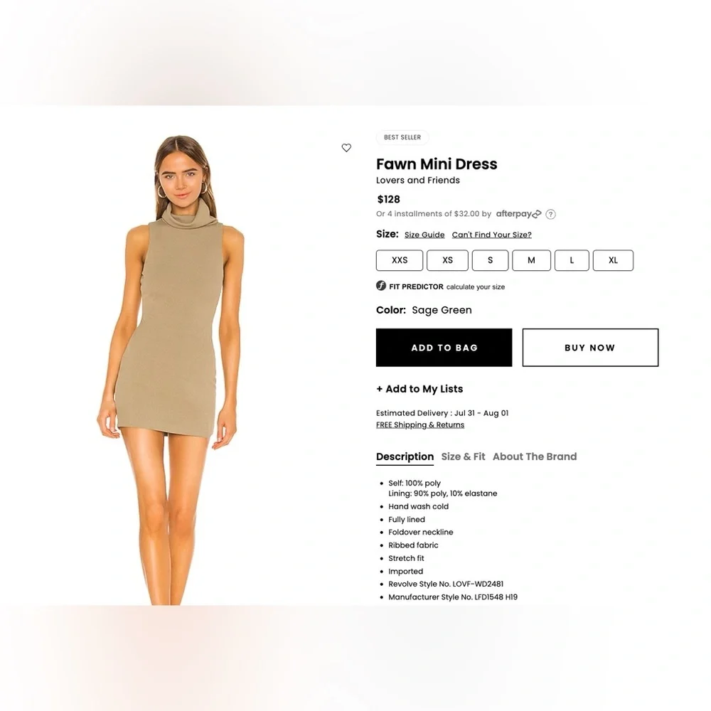 Lovers and Friends Fawn Mini Dress in Sage Green - Picture 1 of 3